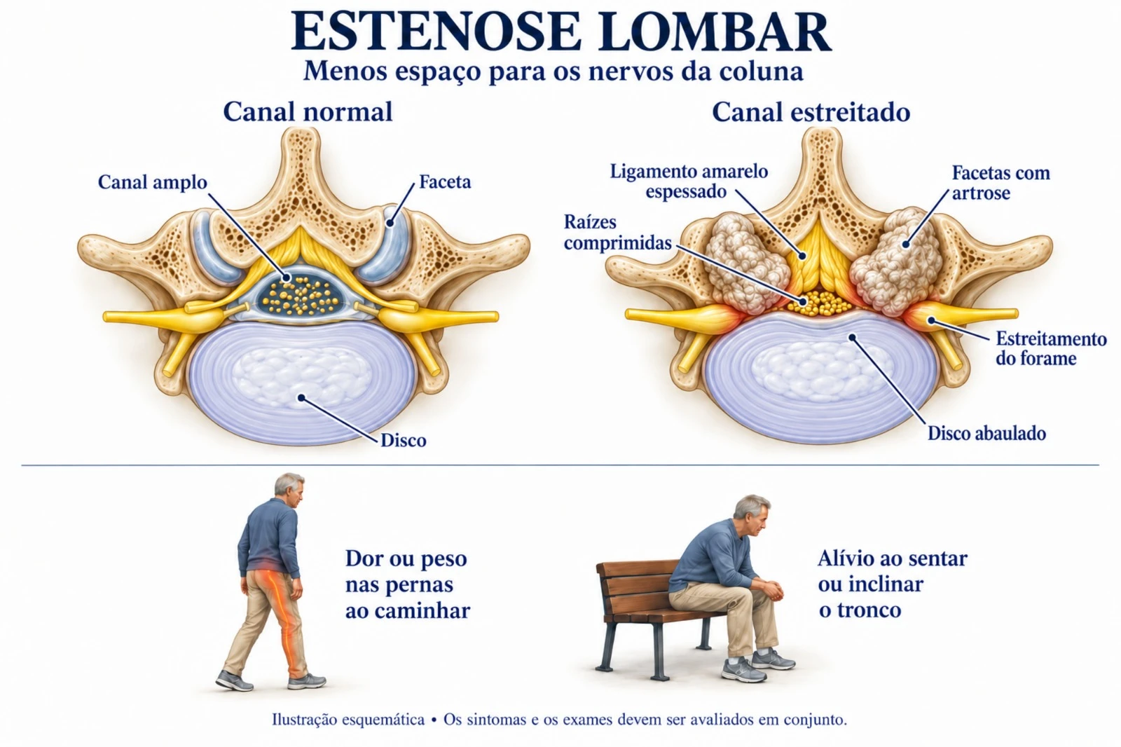Ilustração de estenose lombar