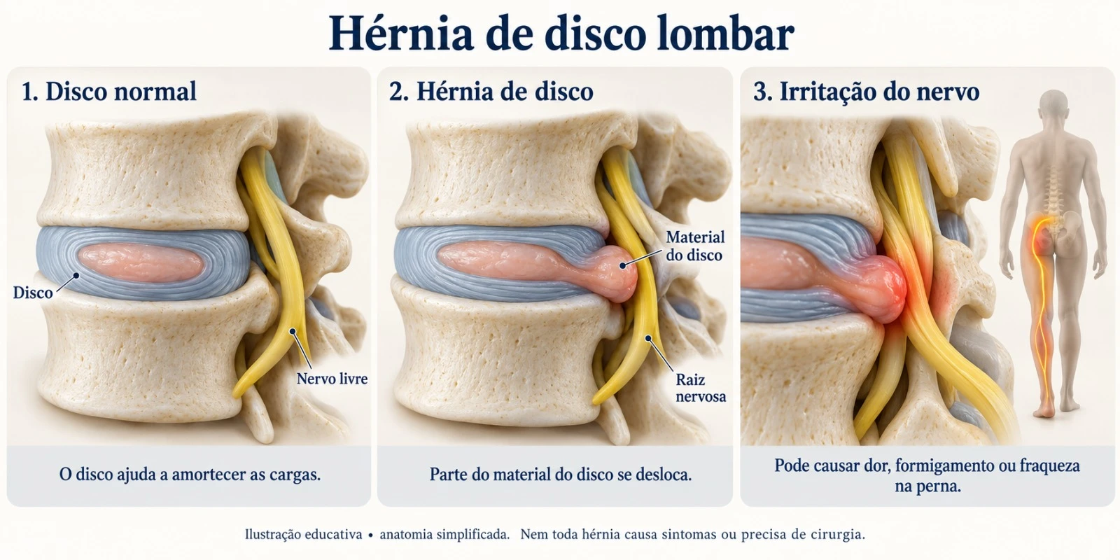 Ilustração de hérnia de disco lombar